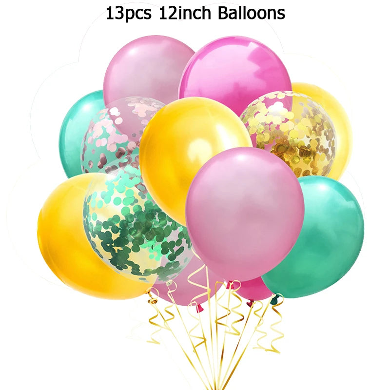 Hawaiian Party Decorations Flamingo Garlands Banner Balloons For ALOHA Luau Party Tropical Summer Beach Birthday Party Supplies