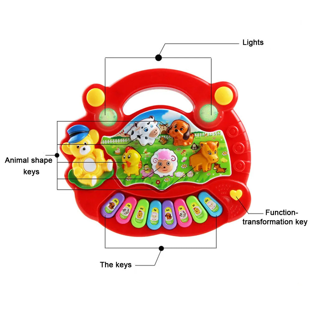 Baby Musical Toy With Animal Sound Kids Piano Keyboard Electric Flashing Music Instrument Early Educational Toys For Children