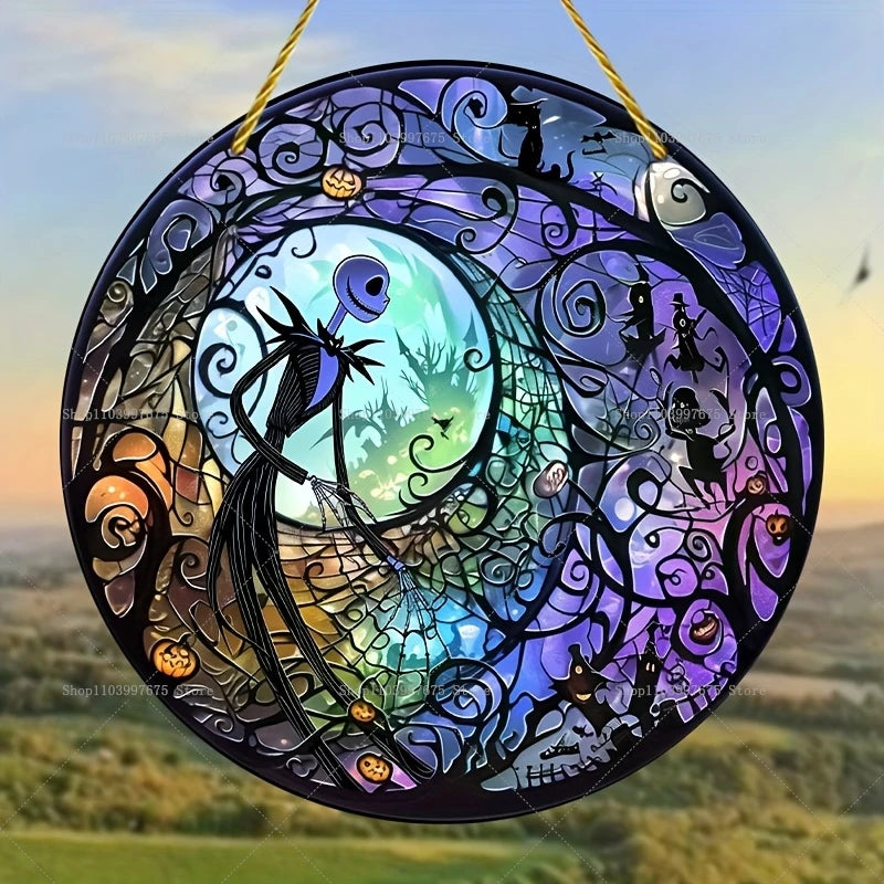 The Nightmare Before Christmas Jack Skellington Sun Catcher 2D Flat Acrylic Hanging Sign for Home Garden Wall Decor Kids Gift
