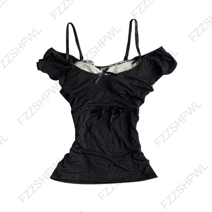 Y2K Retro Harajuku Women's Camisole Top Sexy Slim Chic Casual Crop Top Grunge Punk Hip Hop Gothic Aesthetic Emo Girls Streetwear