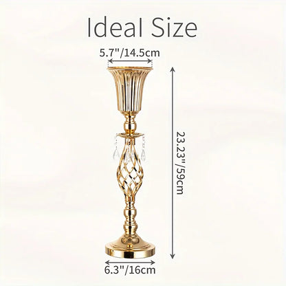 Gold Vase with Chandelier Crystal, 23.2 Inch Tall Vase Table Decorations, Wedding, Birthday Party, Halloween, Christmas Decora