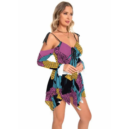 Zawaland Christmas Horror Sally Cosplay Costume Zombie Dress for Women Halloween Dress Up Funny Party Dresses Leggings Suit