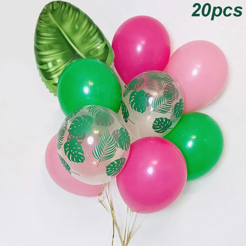 Hawaiian Party Decorations Flamingo Garlands Banner Balloons For ALOHA Luau Party Tropical Summer Beach Birthday Party Supplies