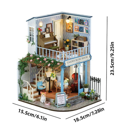 Handmade Wooden Miniature Doll House Kit 3D Puzzle Assembled Building Model Kit With LED Light DollHouses Toy For Christmas Gift