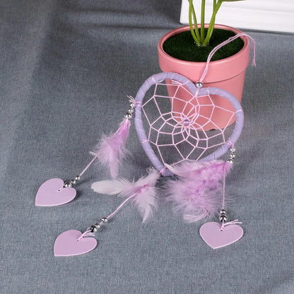Feather Crafts Dream Catcher Brown Wind Chimes Handmade Dreamcatcher Net for Wall Hanging Car Home Decoration