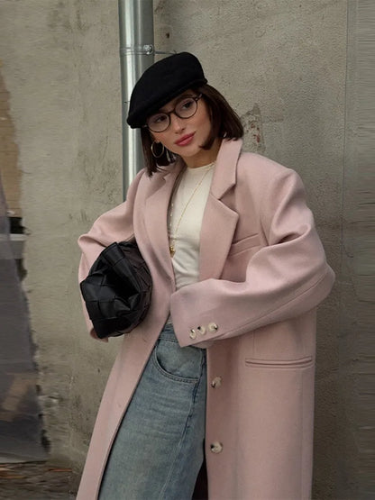 Single Breasted Women 's Winter Jacket Elegant Laple Pockets Thicken Full Sleeve Coats Female 2025 Autumn Winter Woman clothes