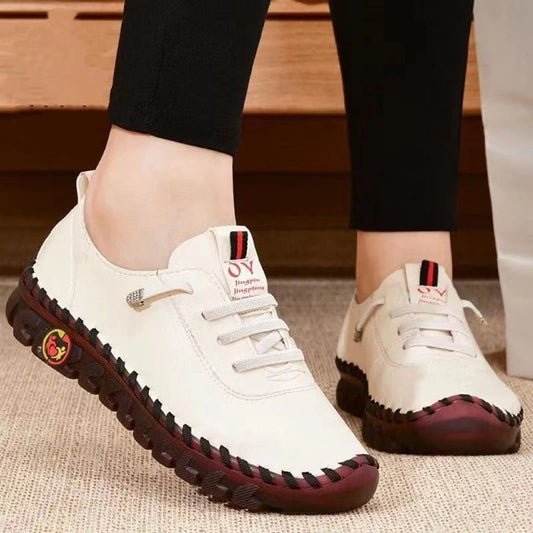 EtherealBe comfortable casual loafers for women in white with stylish elastic laces and cushioned sole
