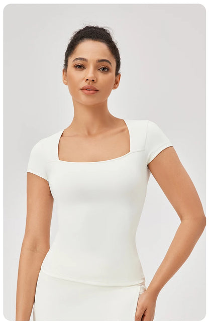 Yoga Tops Women Gym Training Sport Tops Quick-Dry Yoga Shirts Short-sleeved Outdoor Running Fitness Casual Sports T-shirt