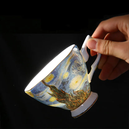The New Van Gogh Art Painting Coffee Mugs The Starry Night Sunflowers The Sower Irises Saint-Remy Coffee Tea Set