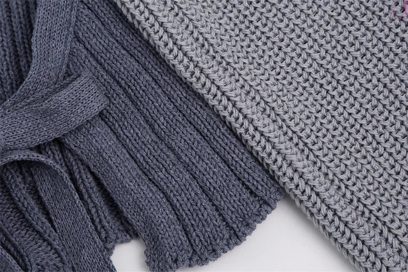 Fashionable Backless Knot Design Knitted Top Women's Autumn Wear Versatile Street Style round Neck Long Sleeve Polyester