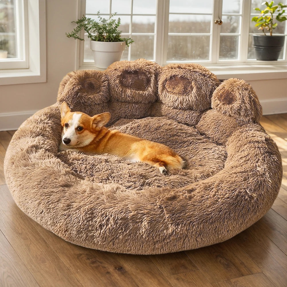 Luxury Dog Bed Paw Shape Plush Dog Mat Beds for Small Medium Large Dogs Kitten Supplies Pet Dog Calming Bed Washable Cushion