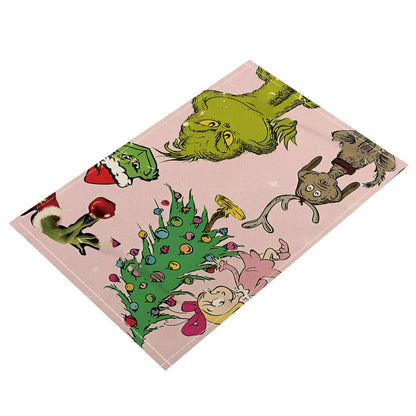Christmas Grinch Holiday Decoration Christmas Placemat Home Kitchen Insulated Coaster Anti-Scalding Western Placemat