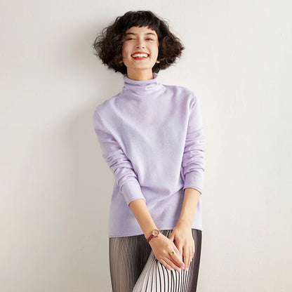New Women's Cashmere Sweater 100% Pure Cashmere Knitted High Collar Hoodie Hot Selling Soft Solid Color Women's Top
