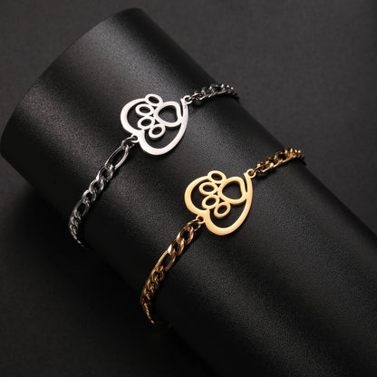 Skyrim Cute Heart shaped Cat Claw Women's Bracelet Stainless Steel Cute Pet Animal Figaro Chain Bracelet Gift Jewelry New