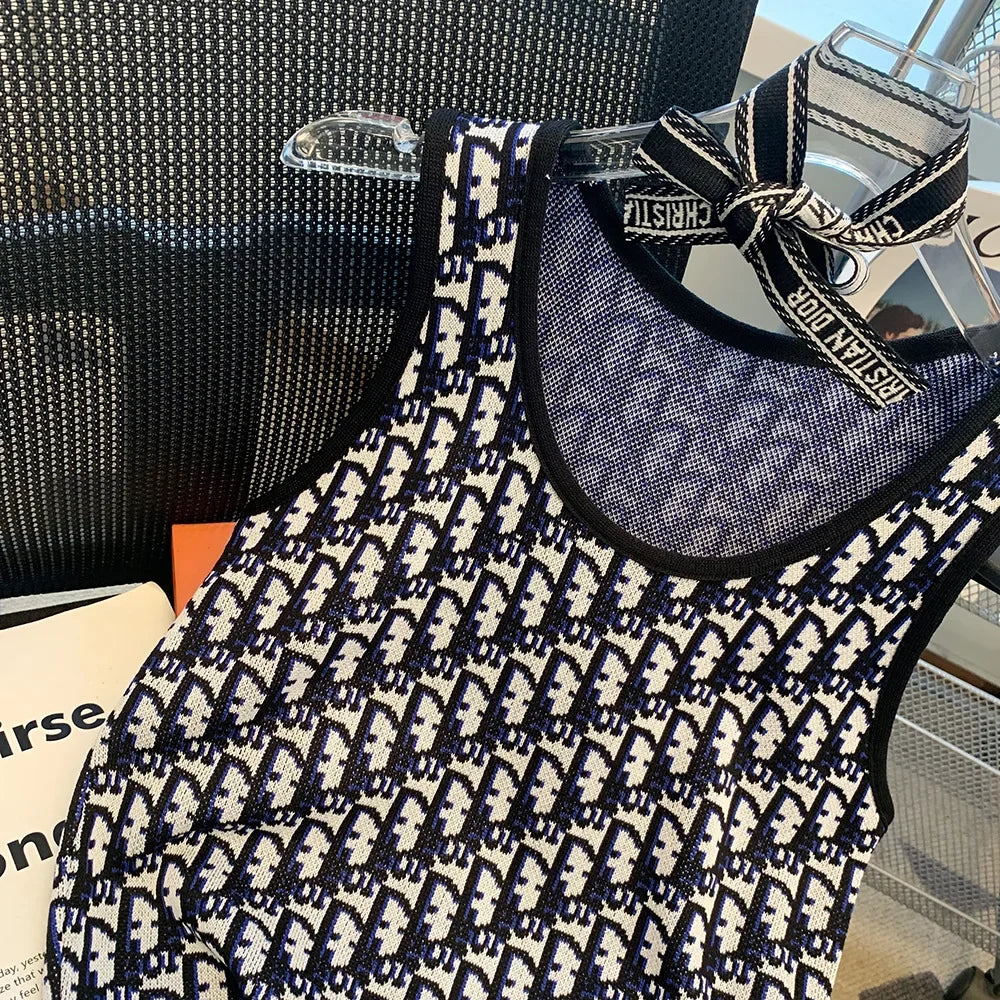 Summer New Bow Outer Wear Spandex Tank Top Strapless Top For Women Fashion Sensibility Niche Knittank Vest