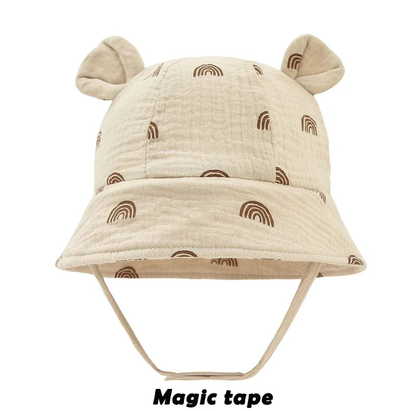 Spring Autumn Solid Color Soft Baby Bucket Hat Cotton Fisherman Hats Kids Summer Toddler Boy Girls Panama Sun Cap Children 0-12M