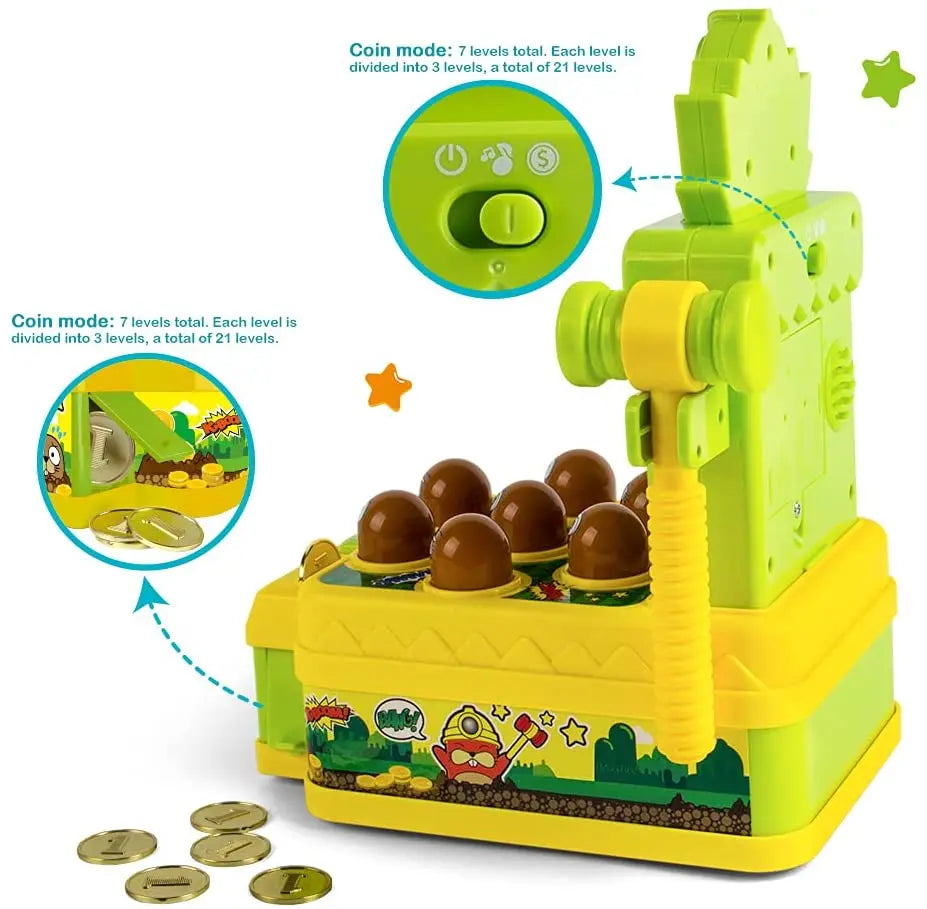 Baby Whack a Mole Game Toy with Hammer Toddler Toys Mini Electronic Arcade Game with 2 Hammers Pounding Toys for Kids 3 4 5 6