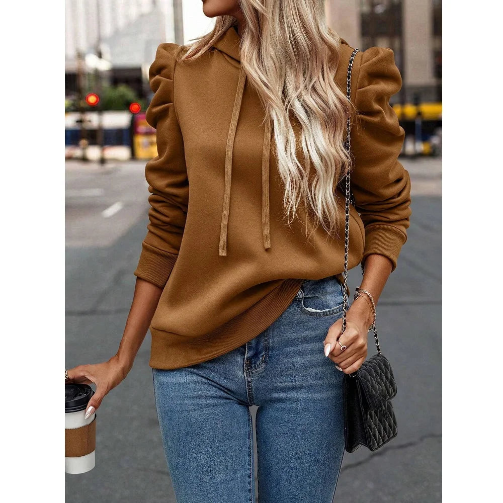 Autumn Winter Hoodies Sweatshirts Women Solid Color Long Sleeve   Casual Comfortable Pullovers Tops