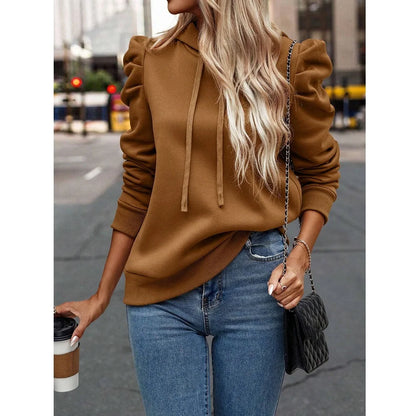 Autumn Winter Hoodies Sweatshirts Women Solid Color Long Sleeve   Casual Comfortable Pullovers Tops