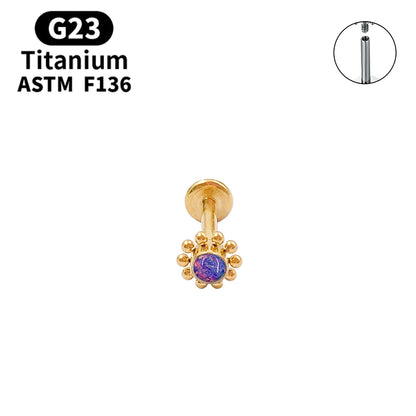 G23 Titanium Lip Labret Nose ASTM-F136 Piercing Body Jewelry Opal Zircon Internally Threaded Earring Helix Tragus Cartilage Ear