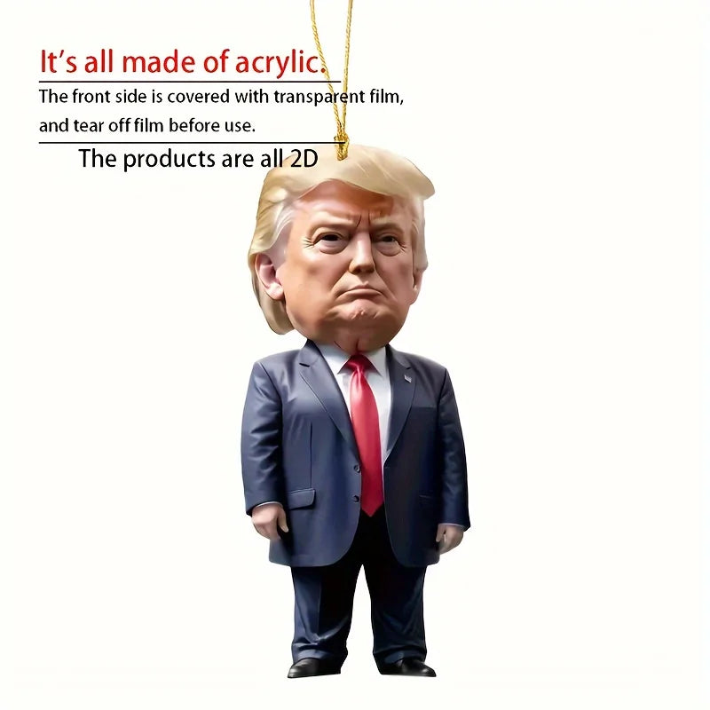 3-Piece Classic Style Trump-Inspired Acrylic Christmas Ornaments Car & Tree Hanging Decorations Perfect Festive Holiday Gift