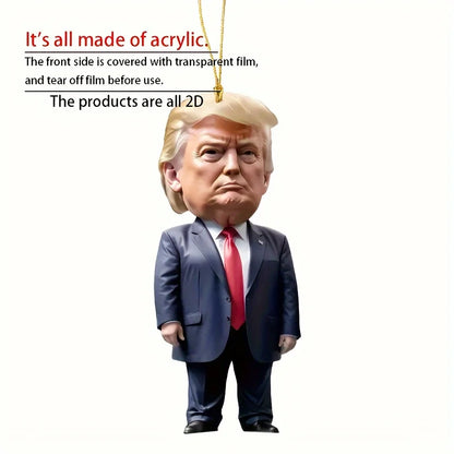 3-Piece Classic Style Trump-Inspired Acrylic Christmas Ornaments Car & Tree Hanging Decorations Perfect Festive Holiday Gift