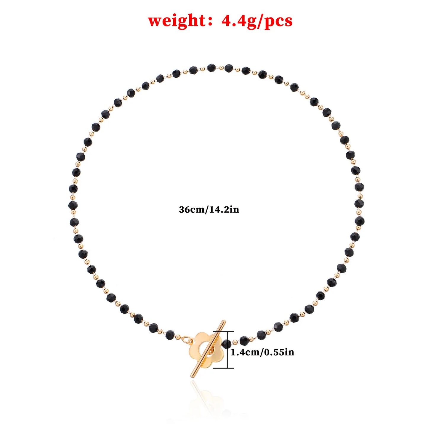 2022  Luxury OT Flower Buckle Crystal Glass Bead Chain Choker Necklace for Women Charm Fashion Jewelry  Gift