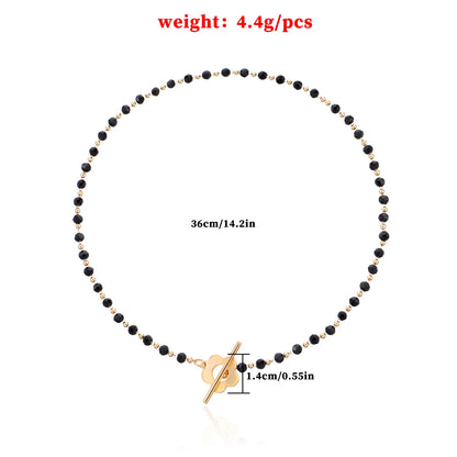 2022  Luxury OT Flower Buckle Crystal Glass Bead Chain Choker Necklace for Women Charm Fashion Jewelry  Gift