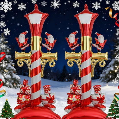 Christmas Foil Balloon New Year Snowman Santa Claus Standing Street Lamp Balloon for Kids Party Gift Home Decorats Supplies