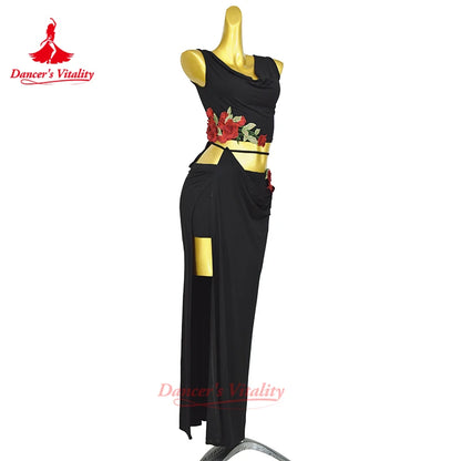 New Belly Dance Costume Set for Women's High end Sexy Rose Embroidery Practice Set Adult Oriental Dancing Clothing