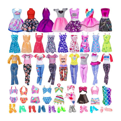 32pcs Toy Doll Decorative Polyester Fairy Clothes Mini Doll Sets Random Style for Changing Doll Clothes