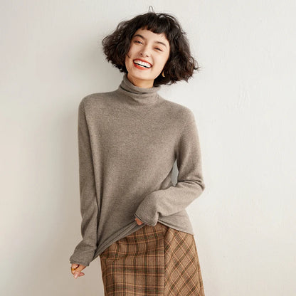 New Women's Cashmere Sweater 100% Pure Cashmere Knitted High Collar Hoodie Hot Selling Soft Solid Color Women's Top