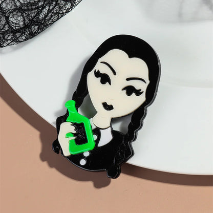 Halloween Day Acrylic Bat Night Light Brooches for Women Glitter Pumpkin Brooch Lapel Pins Clothing 2024 Trend Accessories