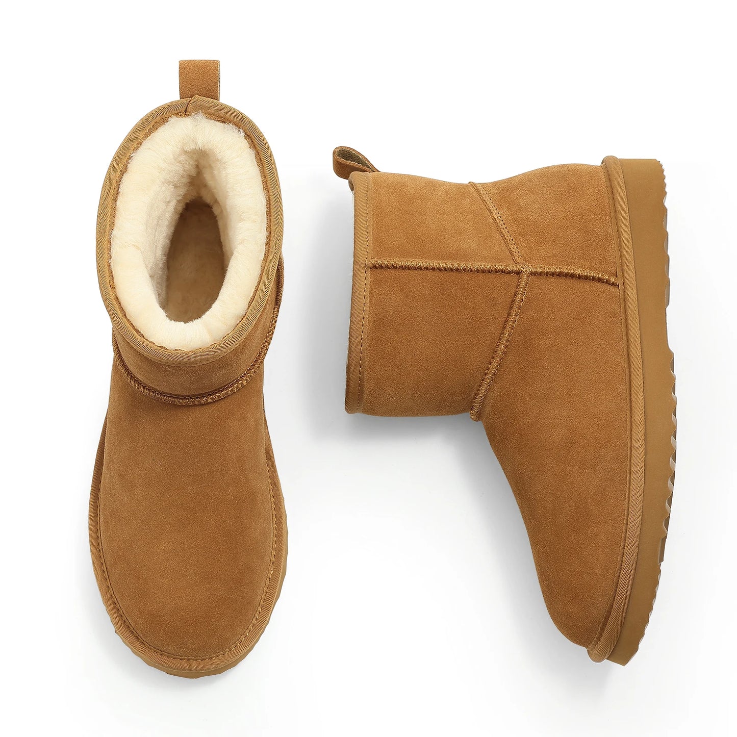 Evshine Winter Mini Snow Boots For Women Plush Lined Warm Suede Snow Boots Comfy Fuzzy Boots Fur Home Ankle Boots Lady Snow Boot