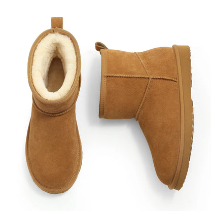 Evshine Winter Mini Snow Boots For Women Plush Lined Warm Suede Snow Boots Comfy Fuzzy Boots Fur Home Ankle Boots Lady Snow Boot