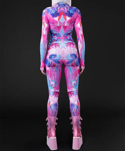 Cosplay Costume Female Woman Sexy Suit Color Element Blue Muscle Halloween Bodysuit Adults High-waisted Sports Jumpsuit