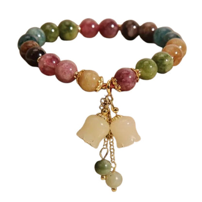 Fashion Colorful Beaded Orchid Pendant Bracelets for Women Girls Luxury Crystal Handmade Beads Bracelets Aesthetic Jewelry Gifts