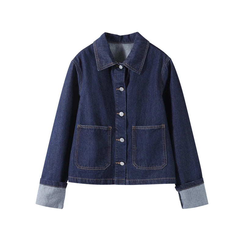 Denim Skirt Women Set Casual Long Sleeve Lapel Pocket Button Jacket Pleated Min Skirts 2025 Spring Summer Lady Suit