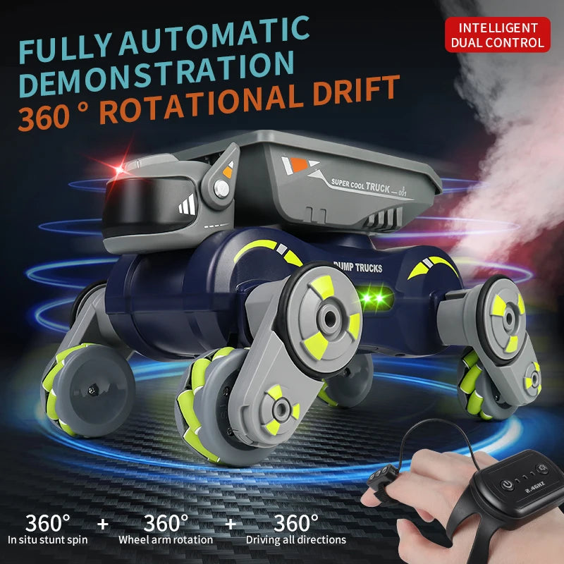 JJRC JC013P RC Robot Dog w/ Music Cool Lights Water Spray Swing Arms Stunt Car 2.4G 4WD RC Drift Car Remote Control Car Toys