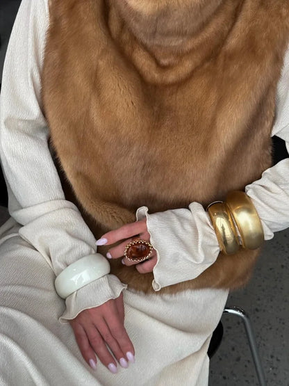 Fashion Women's Faux Fur Vest Sleeveless High Collar Waistcoat Casual Chic Streetwear Outerwear Ladies Fashion Winter 2025 Tops