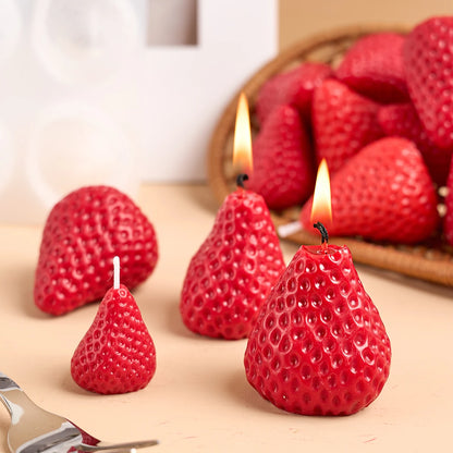 4Pcs Strawberry Shaped Silicone Candle Mold DIY Handmade Fruit Scented Candles Soap Craft Casting Molds Home Valentine's Day Dec