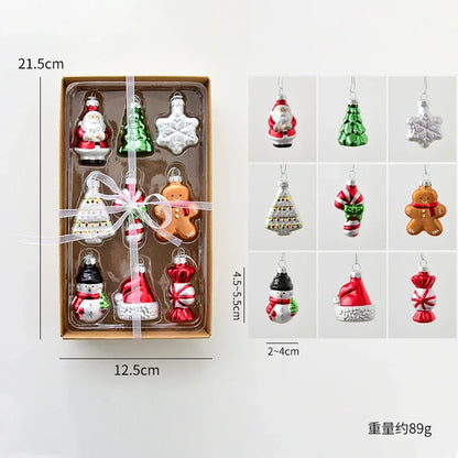 Christmas Set Glass Gingerbread Man Christmas Tree Ornaments Christmas Window Display Living Room Decorations Christmas Gifts
