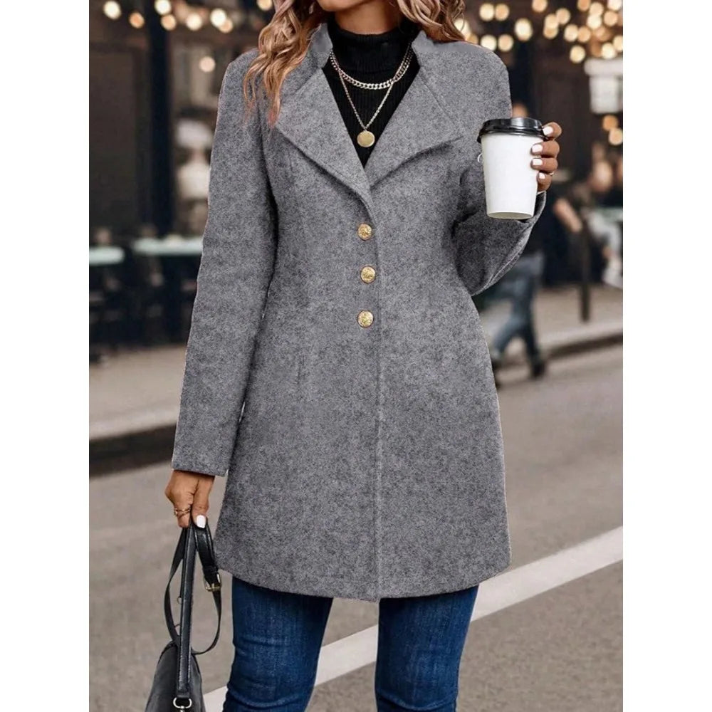Women's winter coats; solid-color women's winter tops; mid-length, elegant and comfortable long-sleeved cardigans for women
