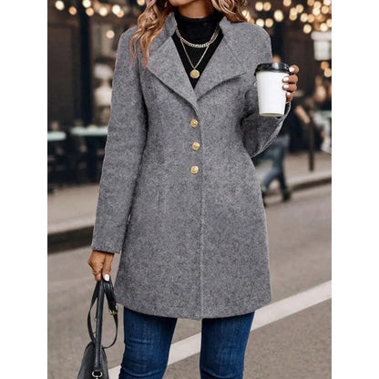 Women's winter coats; solid-color women's winter tops; mid-length, elegant and comfortable long-sleeved cardigans for women
