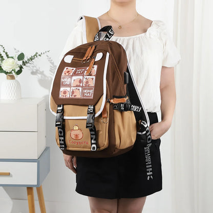 Capybara Book Bag with 1 Main Compartment for Girls Boys Laptop Backpack Zipper School Bag Rucksack Gifts for Capybara Lovers