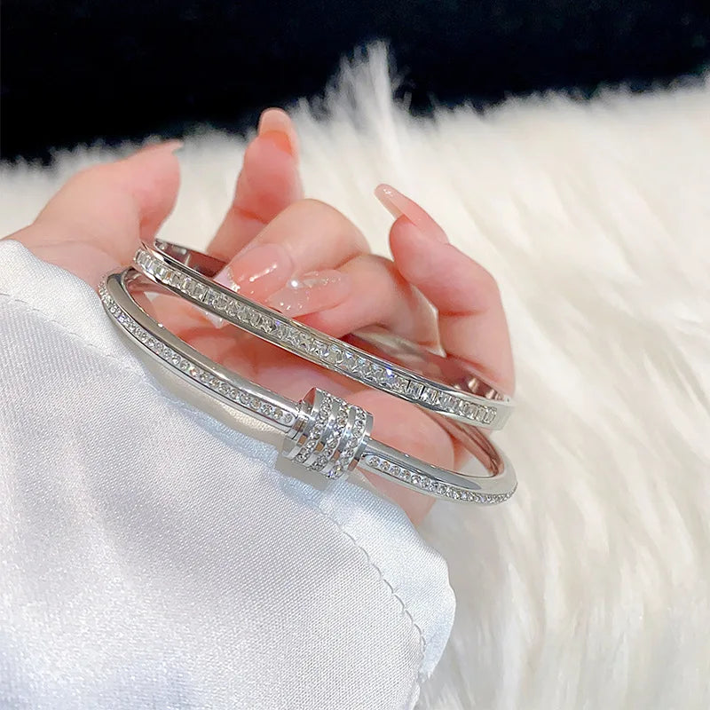 Silver Color Stainless Steel Colorfast Bracelets Skyful Star Bracelet Set for Women Fashion Light Luxury Jewelry Gifts Wholesale