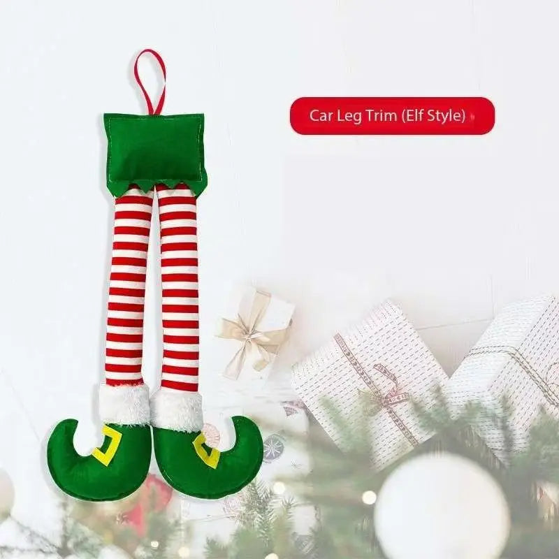 2024New Year Christmas Elf Santa Legs Car Accessories Christmas Decor For Home Xmas Tree Pendants Ornaments  HappyGifts