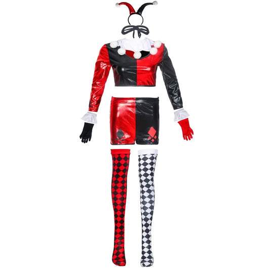 Cosplay Clown Costume Women Joker Outfits Halloween Carnival Party Fancy Suits Performance Bodysuits Carnival Dress Up
