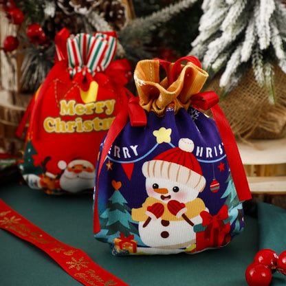 New Year Christmas Eve Apples Packaging Bag Velvet Drawstring Gift Bag Portable Handheld Candy Bag for Kids Gifts Bag