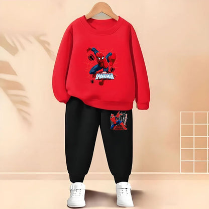 2025 Autumn New Children's Hoodies Sets Anime Spiderman Boys Pullover and Long Pants Two Piece Set Kids Casual Thin Tracksuit